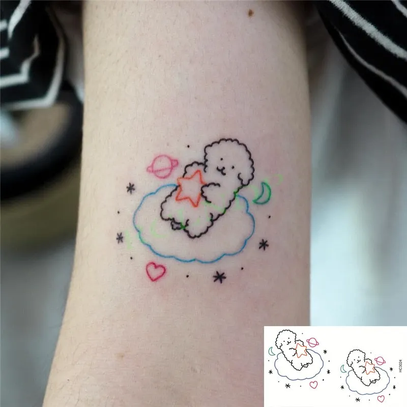 Waterproof Temporary Tattoo Sticker Cute Colorful Cartoon Bear Flash Tatoo Fake Tatto Body Art for Woman Men