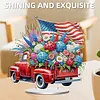 America Flag Car DIY Acrylic Desktop Diamond Art Kit Single-Sided for Home Decor