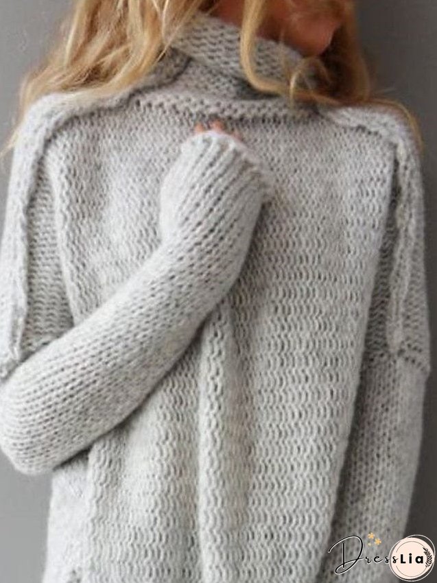 Cozy Crochet Knit Turtleneck Sweater for Women