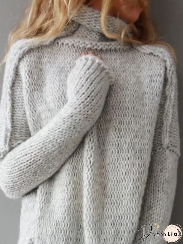 Cozy Crochet Knit Turtleneck Sweater for Women