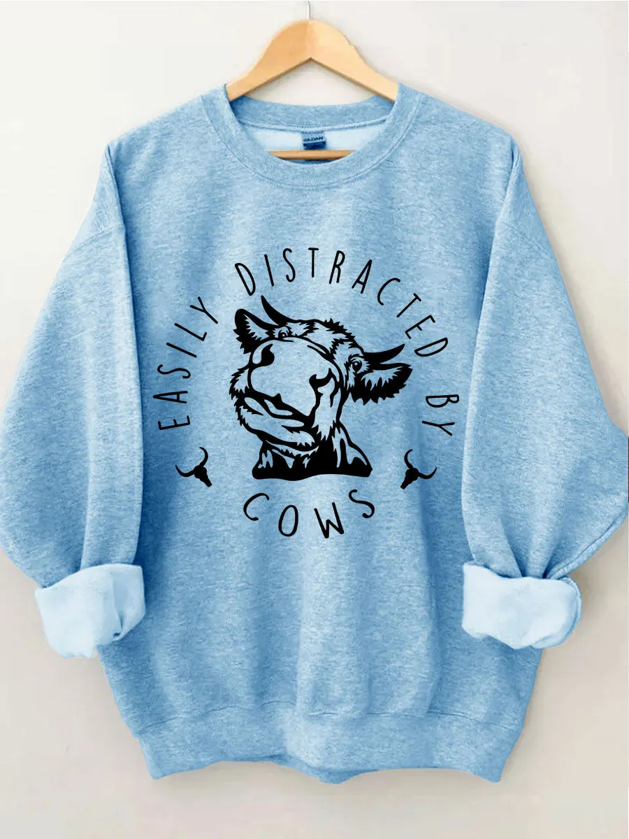 Easily Distracted By Cows Sweatshirt
