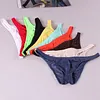 Men's Low Waist Ice Silk Solid Color Brief Panties Breathable Thin Bikini Briefs Underwear