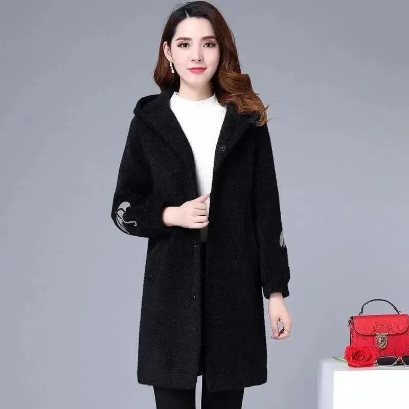 Women's coat autumn and winter cashmere medium length spring and autumn foreign style windbreaker new versatile women's woolen
