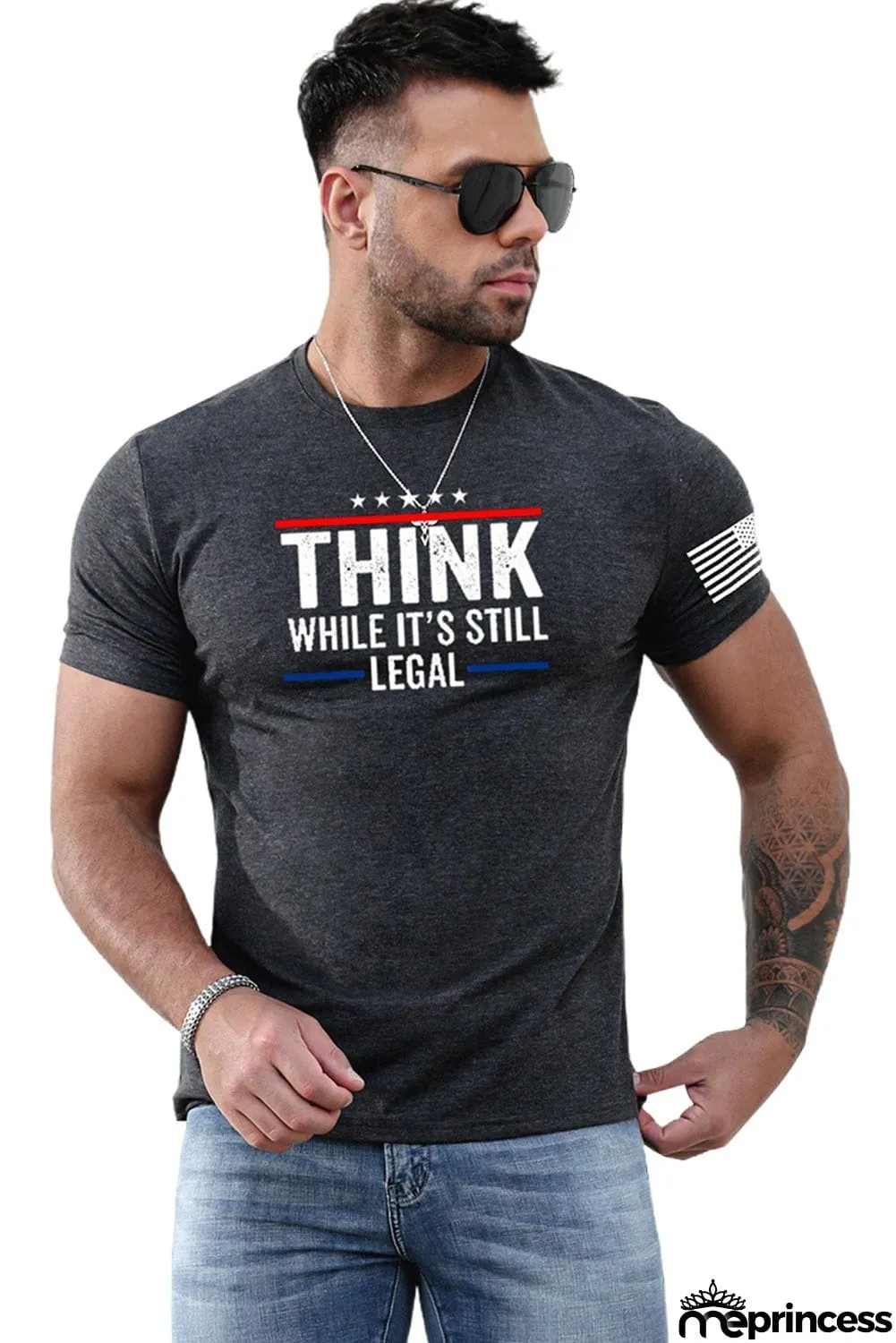 USA Flag Print Men's Tee