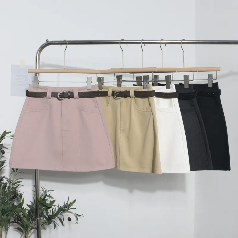 Brownm Real Shooting Kin Color High-Rise Thin Bag Hip Skirt 2025 New Hundred With Belt A Short Skirt 9997