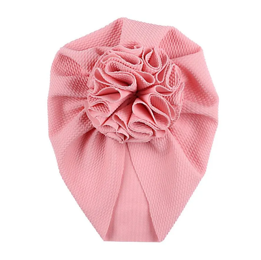 Newborn Baby Infant Toddler Boys Girls Solid Head Wrap Turban Cap Headband Beanie Hats Big Ruffled Flower Caps