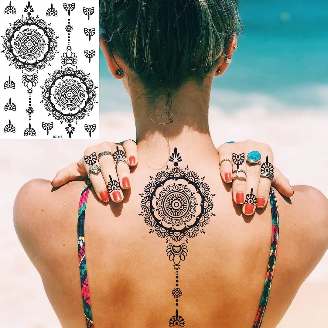 Black Rose Flower Sexy Temporary Tattoos For Women Adult Thigh Peony Skull Realistic Fake Tattoo Sexy Washable Tatoos Sticker