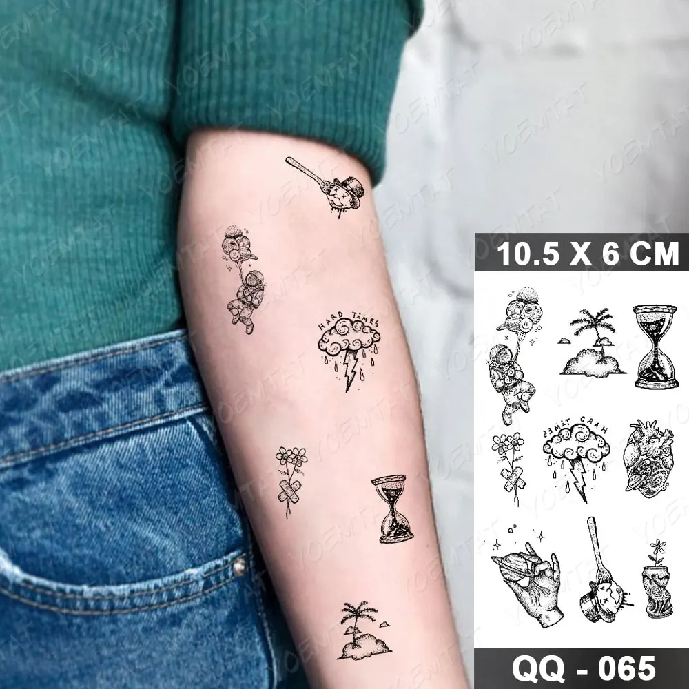 Waterproof Temporary Tattoo Sticker Small Lines Flowers Flash Tatoo Geometry Hand Arm Wrist Fake Tatto For Body Art Women Child
