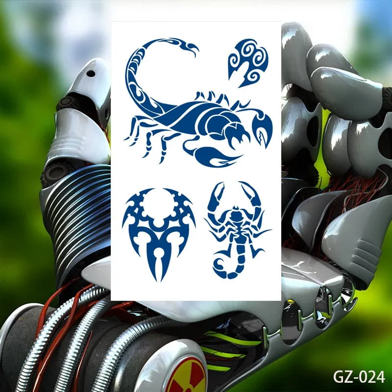 Temporary Tattoos Stickers Geometry Flower Snake Scorpion Juice Ink Lasting Waterproof Arm Chest Waist Hip Realistic Fake Tatoo