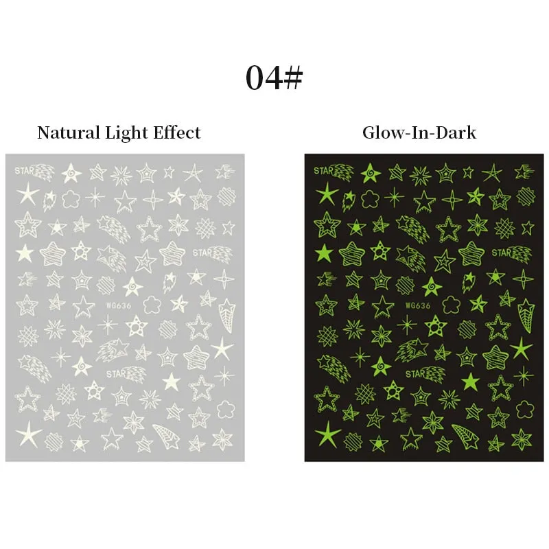 Fluorescence Halloween Skull Bone Nail Sticker Foils Musical Instrument Note Nail Art Sliders Manicures DIY Tips Decoration