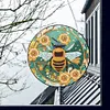 (US Local)DIY Acrylic Single Sided Diamond Painting Hanging Pendant Home Decor (Flower Bees )