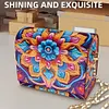 (US Local)DIY Mandala Diamond Art Wooden Coin Pouch with Chain 5D Diamond Painting Purse