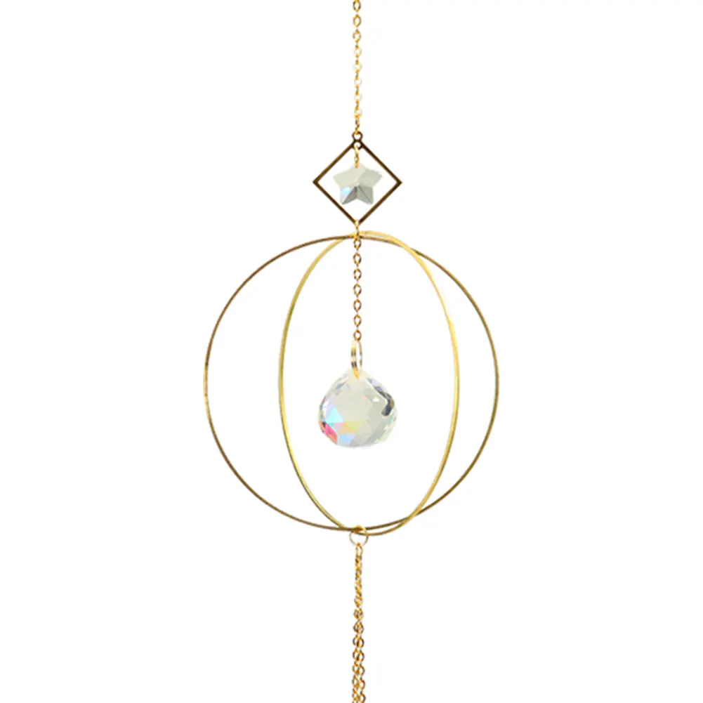 Crystal Suncatcher Ball Iron Ring Hanging Pendant Home Garden Decor