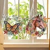 (US Local)2Pcs Special Shaped Wreath Butterfly Horse Diamond Painting Hanging Decor Craft Kit