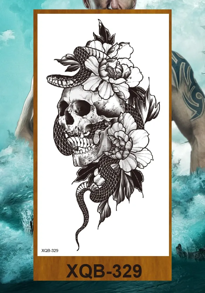 Tattoo Sticker Tribal Mighty Tiger Tatoo Men Women Africa Serengeti Lion Temporary Tattoo Black Indian Warrior Waterproof Flash