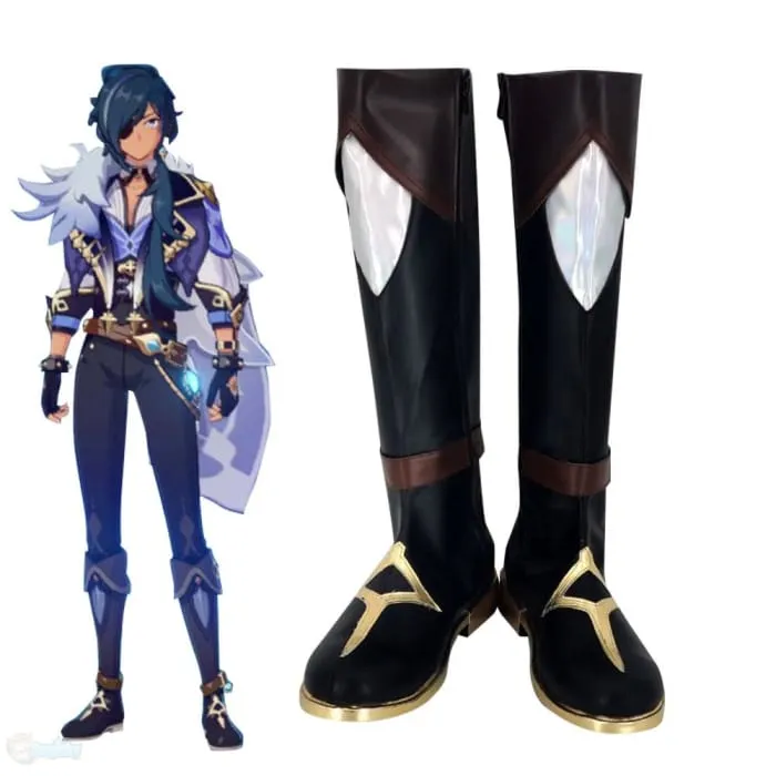 Genshin Toys Kaeya Black Shoes Cosplay Boots 
