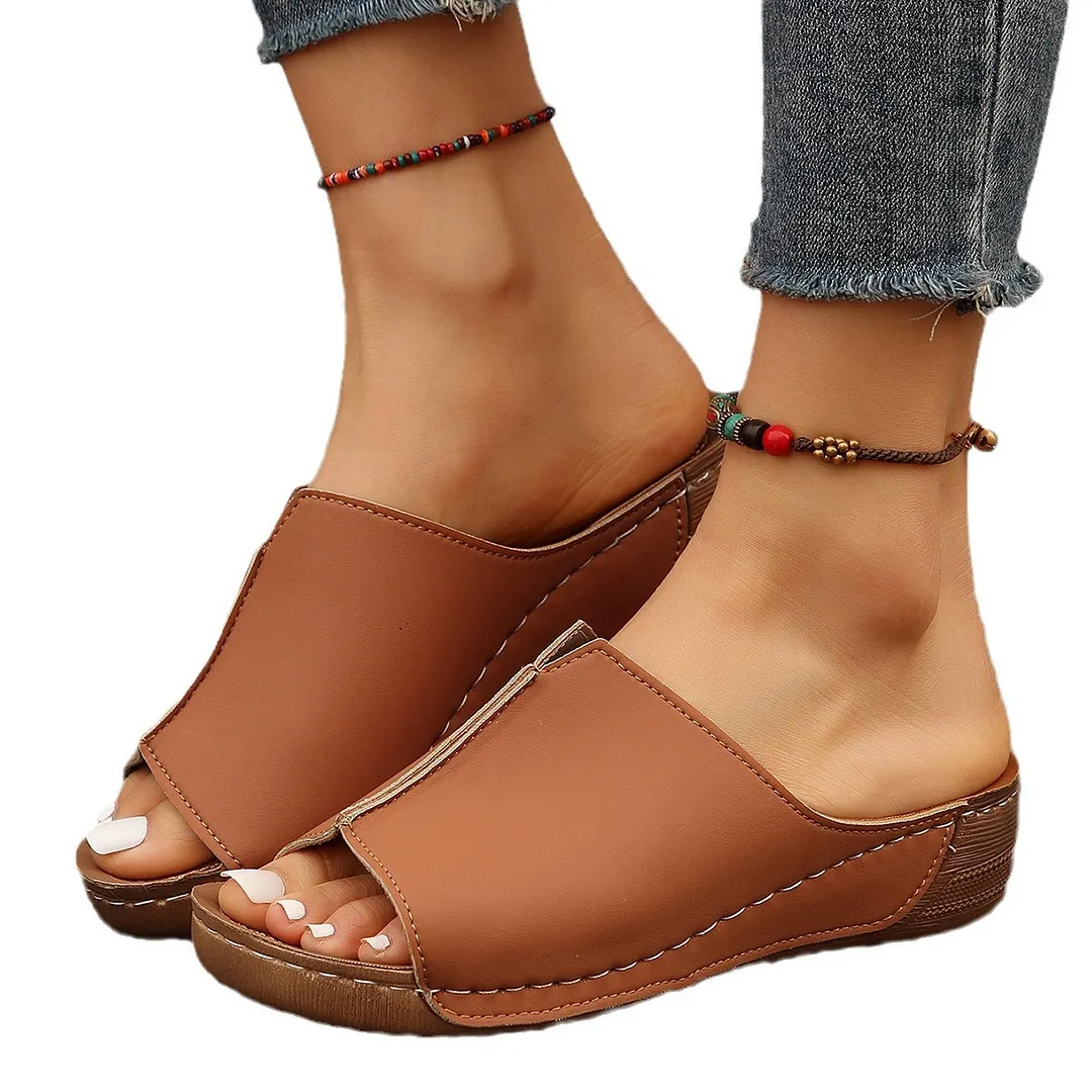 Qengg Qengg Spring And Summer New Cool Drag Women's Shoes Comfortable Slope And Thick Sole Simple Casual Wear Slippers