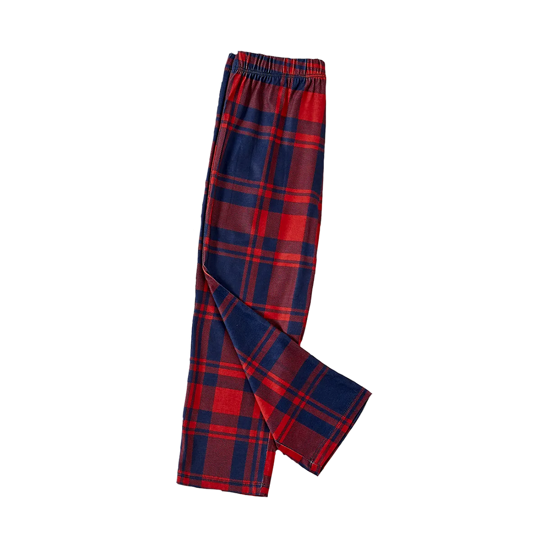 "A Very Merry Christmas" 2024 Blue Long Sleeve Top with Blue & Red Plaid Family Matching Pajamas