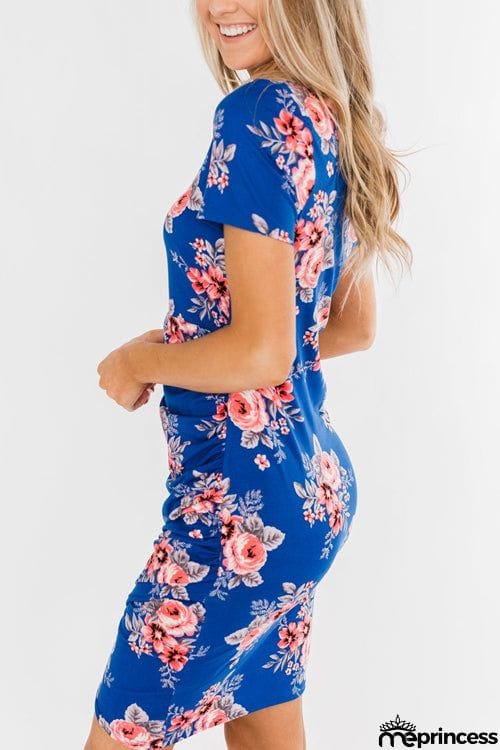 Fashion O Neck Printed Short Sleeve Dress