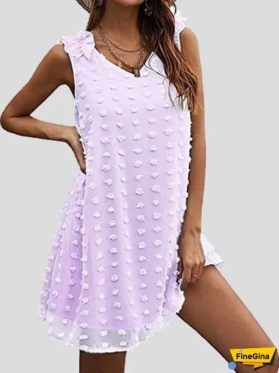 Women's Dresses V-Neck Polka Dot Jacquard Sleeveless Chiffon Dress