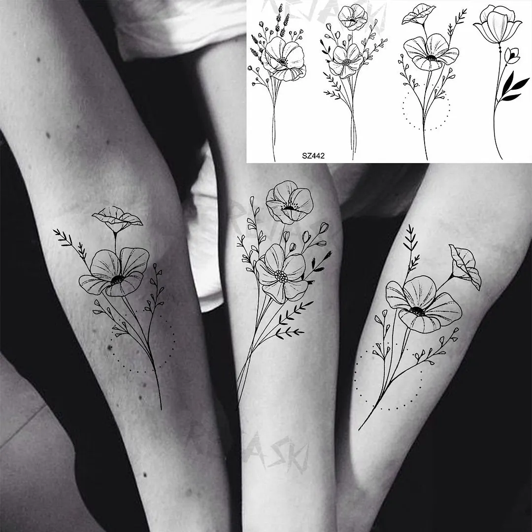 Small Henna Lotus Sexy Back Temporary Tattoos For Women Adult Feather Dandelion Fake Tattoo Body Art Waterproof Tatoos Sticker