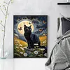 Black Cat Under The Moonlight - 11CT Stamped Cross Stitch - 40*50cm