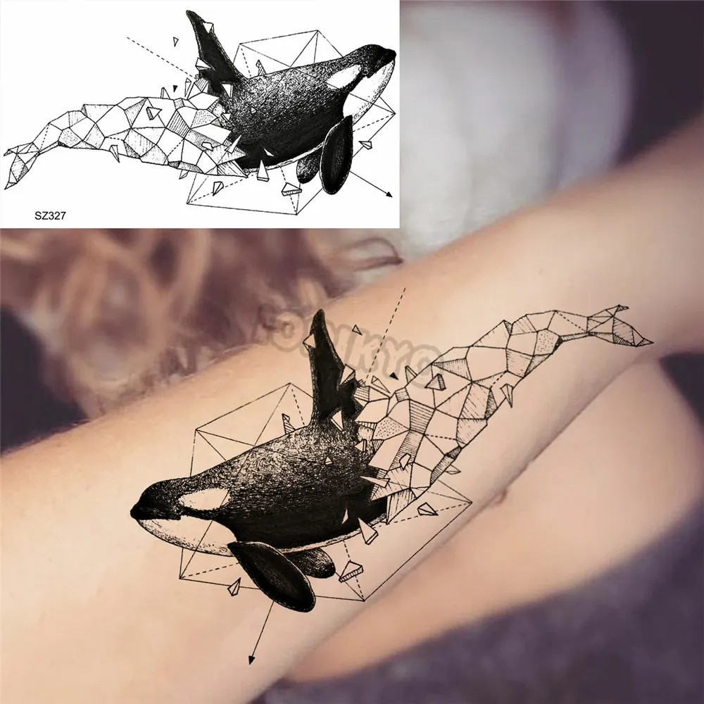 Colorful Dinosaur Temporary Tattoos For Kids Girls Rose Flower Lavender Hummingbird Fake Tattoo Sticker Forearm Neck Tatoos Show