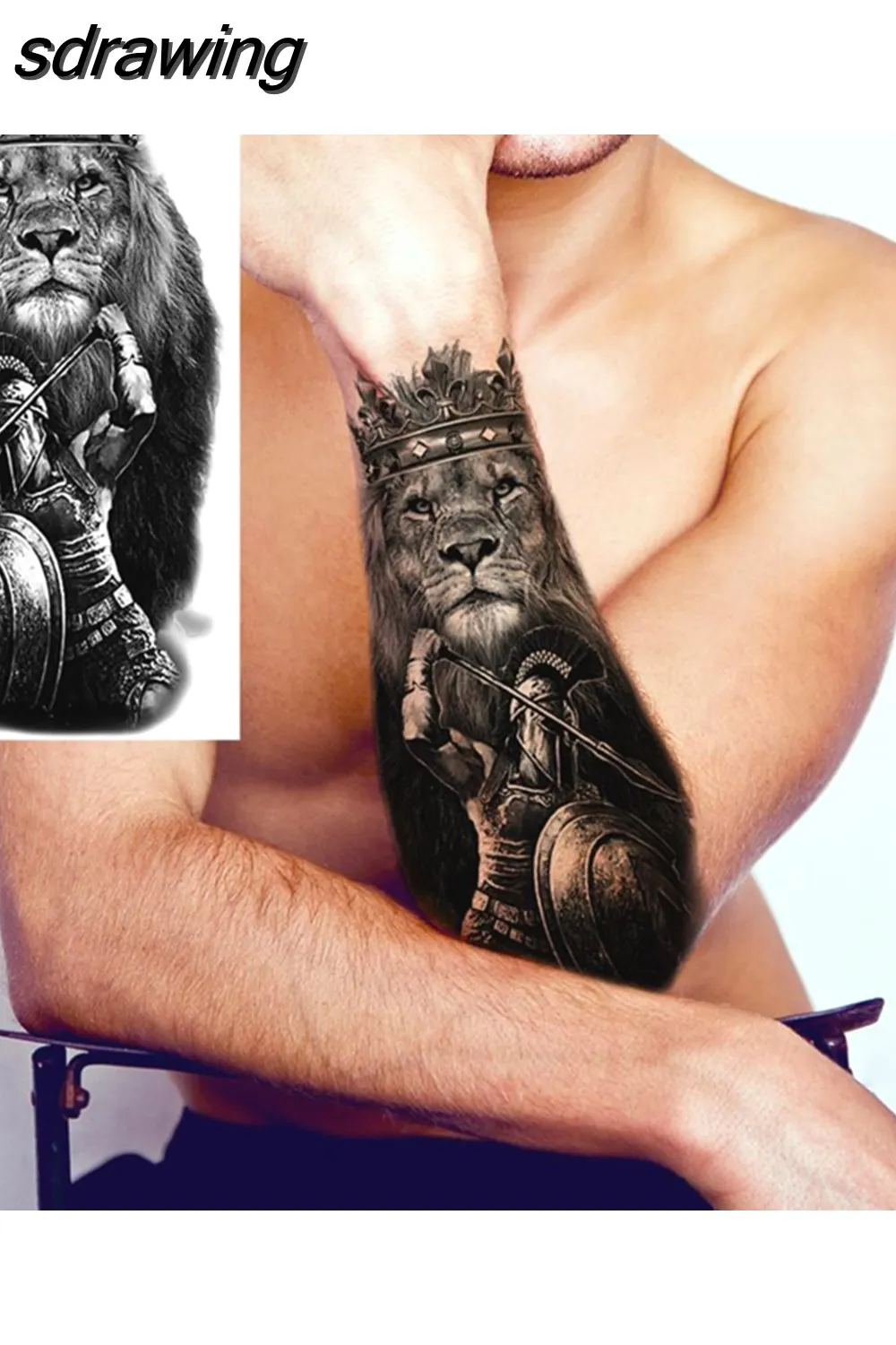 sdrawing Realistic Black Devil Temporary Tattoos For Men Adult Tiger Pirate Skeleton Vampire Fake Tattoo Forearm Scary Tatoo Joker
