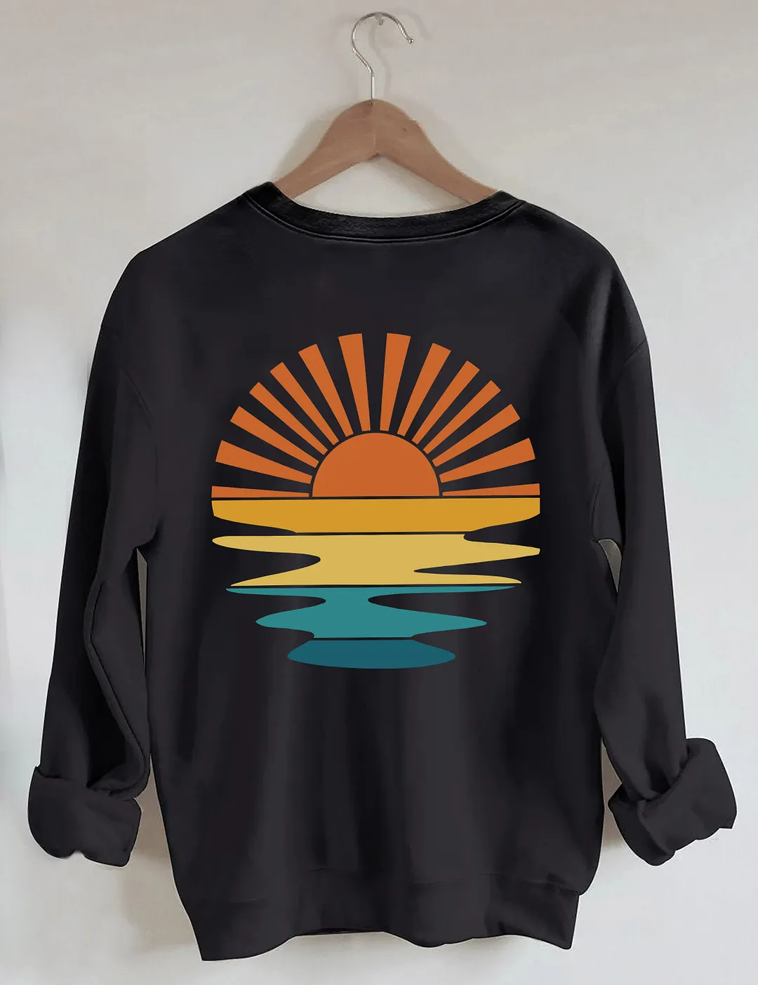 Retro Sunset Rays Wavy Sweatshirt