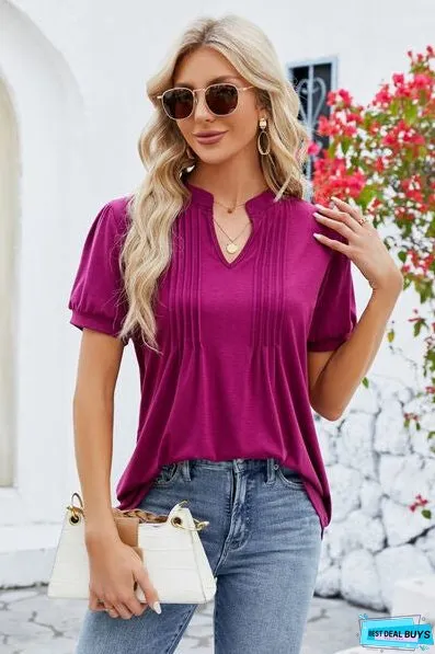 Notched Short Sleeve T-Shirt