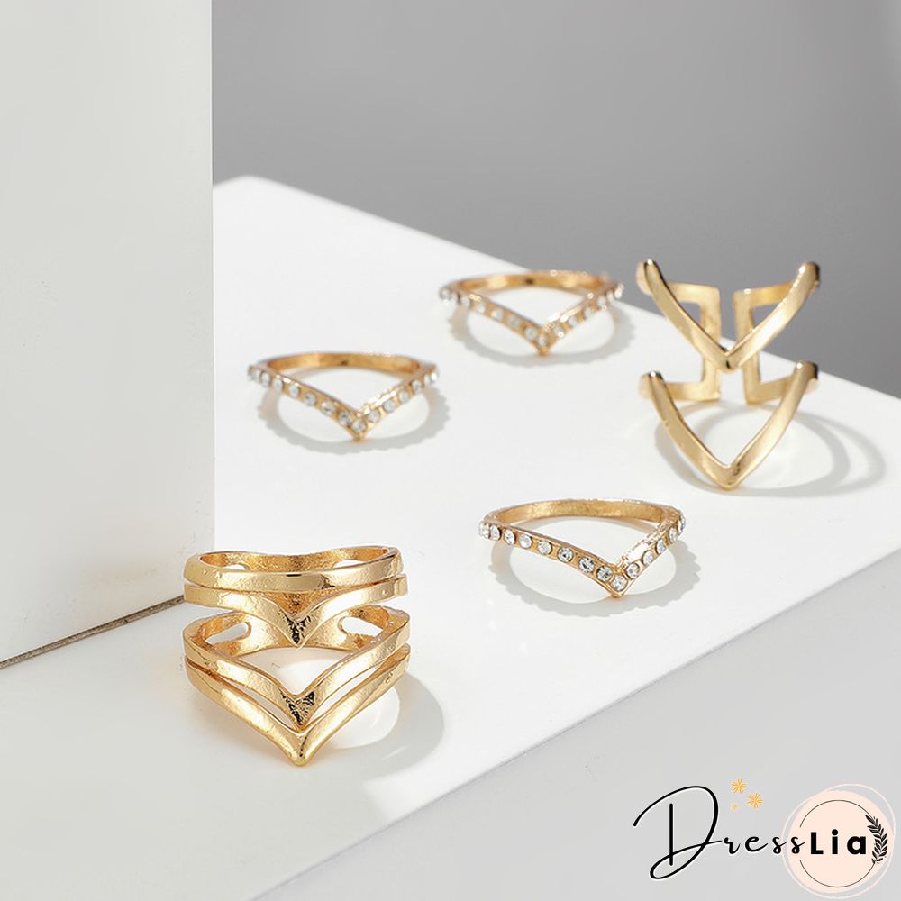 Simple Style Fashion Creative Retro Geometric Ring Set