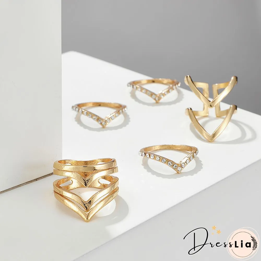 Simple Style Fashion Creative Retro Geometric Ring Set