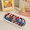 (US Local)Diamond Painting Storage Box Independence Day Wooden Jewelry Case Pencil Box for Art Crafts