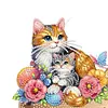 Wooden Special Shaped Warm Cat Family Diamond Art Craft Wall Hooks Home Decor