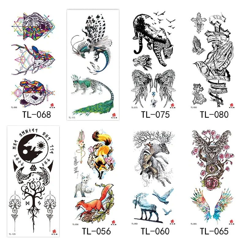 Flower arm waterproof tattoo stickers half arm painted animal durable waterproof European and American temporary tattoo stickers