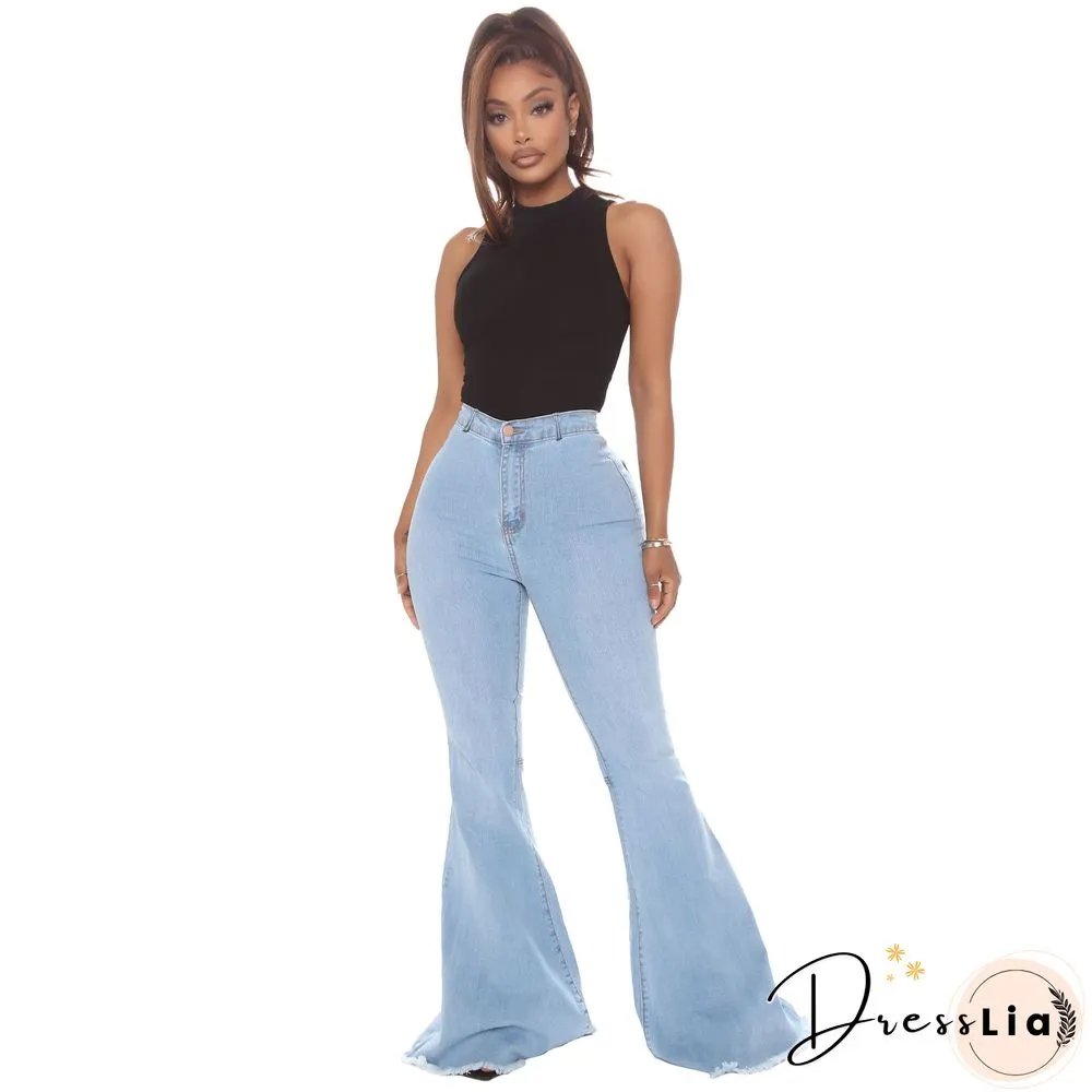 High Waist Stretch Plus Size Flare Jeans Pants