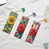 (US Local)3Pcs Special Shape Flowers Diamond Painting Art Bookmark with Pendant for Books