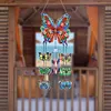 (US Local)DIY Diamond Painting Double Sided 3D Wind Chime Flower Butterfly Pendant Hanging Kits
