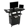 [US Local Warehouse] Rolling AV Carts Cabinet & Stands with Locking Cabinet Keyboard Tray Printer Craft Utility Cart with Wheels Height Adjustable 36-44 in 110lbs for Classroom Office