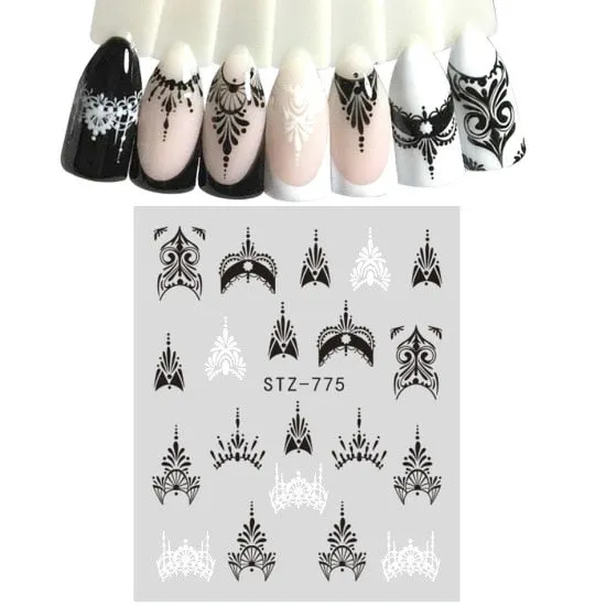 Nail Stickers Water Transfer Necklace Petals Feathers Hanging Flowers Designs Nail Decal Decoration Tips For Beauty Salons-Nail Inspo