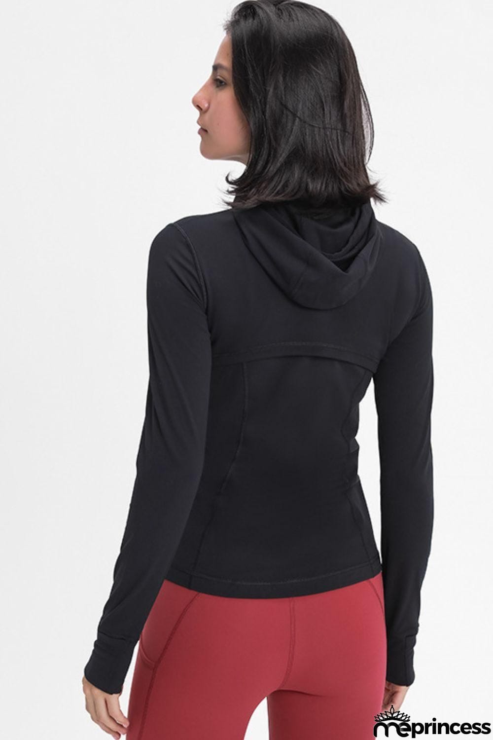Zip Up Drawstring Detail Hooded Sports Jacket