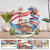 America Flag Bridge DIY Acrylic Desktop Diamond Art Kit Single-Sided for Home Decor