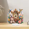 (US Local)Acrylic Special Shape Flower Bird Diamond Painting Clock Ornaments Kit
