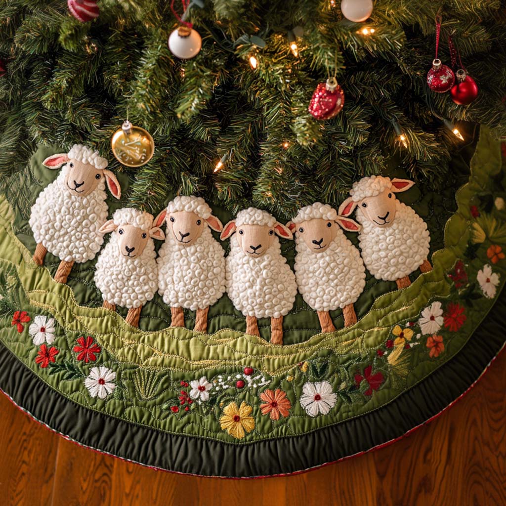 Fluffy Cloud Christmas Quilted Tree Skirt NCU0NT10790