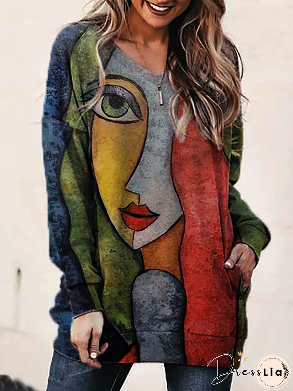 Crew Neck People Casual Shift Sweatshirt