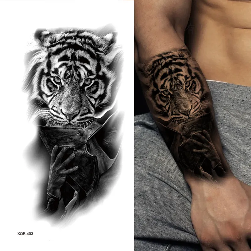 Sdrawing Forest Animal Temporary Tattoos for Men Wolf Tattoo Stickers Tiger Skull Skeleton Fake Tattoo for Women Arm Sleave