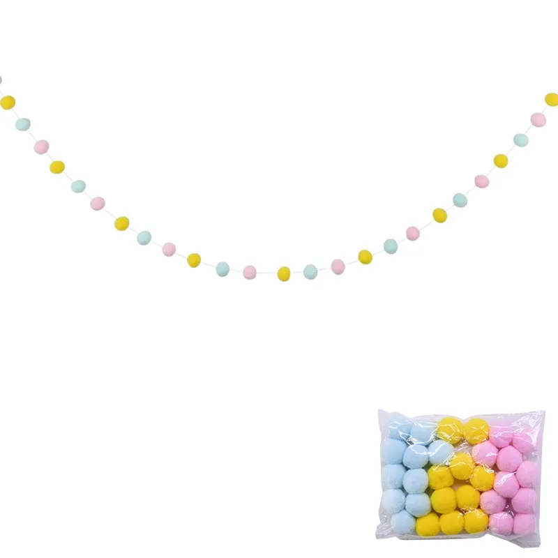2.5Meter Colorful Pompom Pendant Garland Ins Nordic Series Wool Felt Ball String DIY Handmade Nursery Children Room Decor
