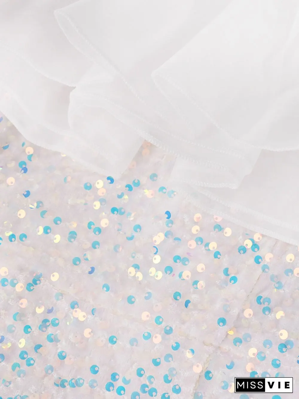White Sequin Dresses Off Shoulder Ruffles Sparkly Velvet Dress Classy Spring Summer Party Evening Celebrity Event Outfits 3XL