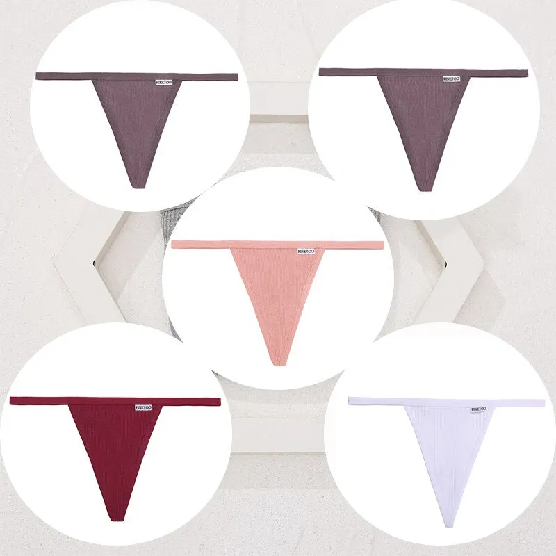 FINETOO 5PCS/Set Sexy G-string M-XL Cotton Girls Panties Women's Pantys Female Underpant Ladies Thong Lingerie Bikini Underwear