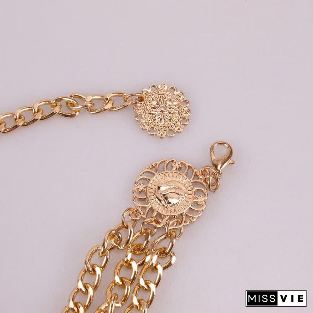 Sunflower Multilayer Waist Chain Belt for Dress Jeans Trous